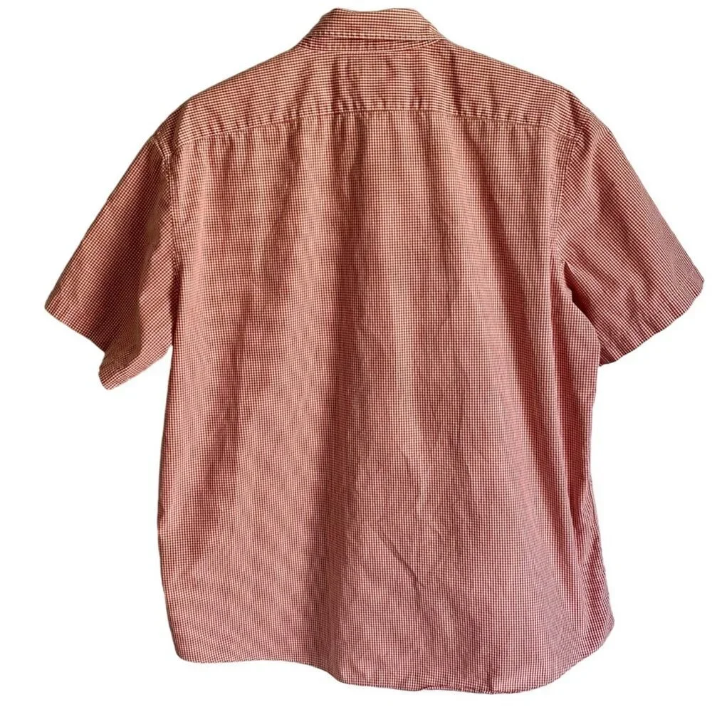 J. Crew Classic Red and White Short Sleeve Button Up Shirt Men's XL
